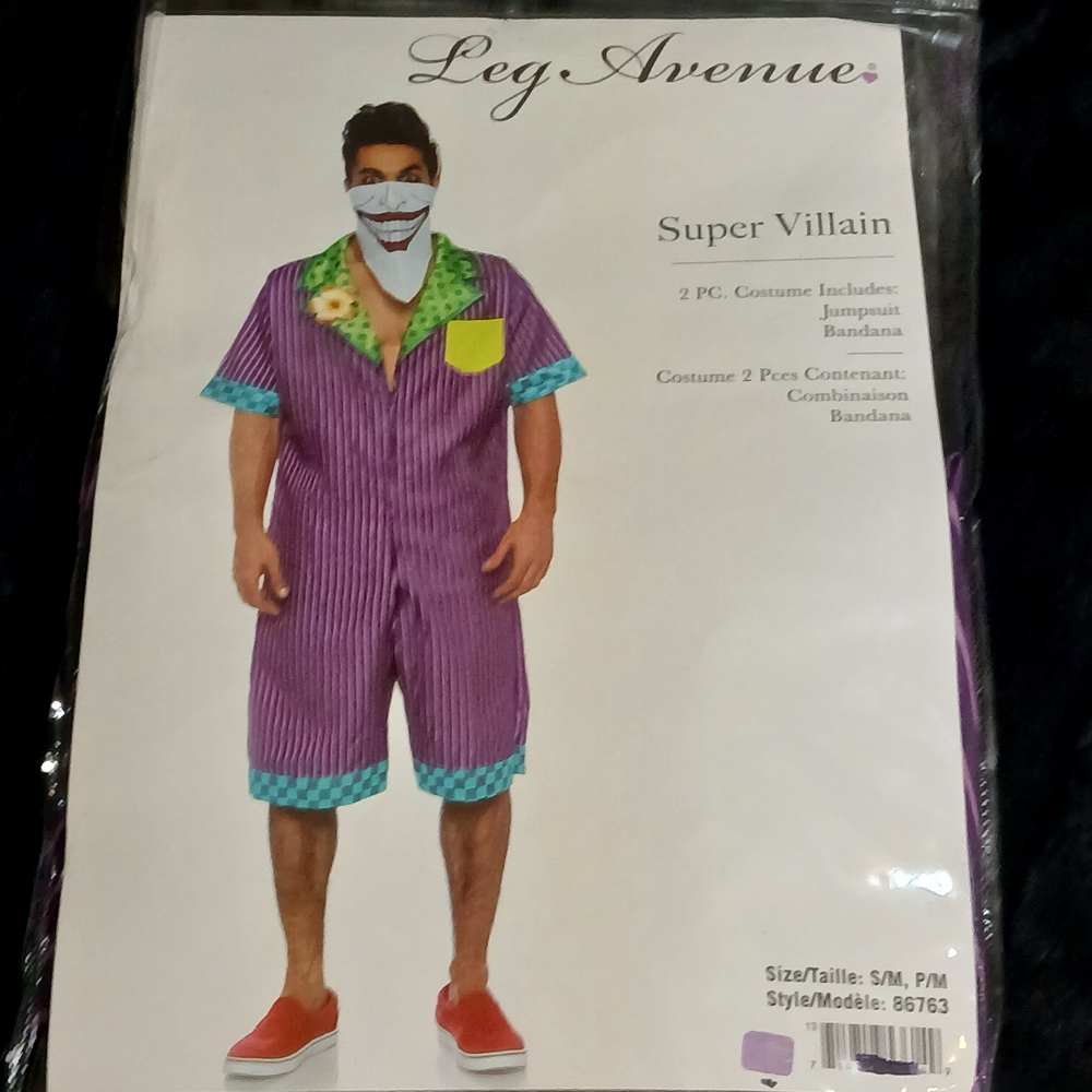 NWT Men's Leg Avenue Super Villain Costume - Purple and Teal S/M